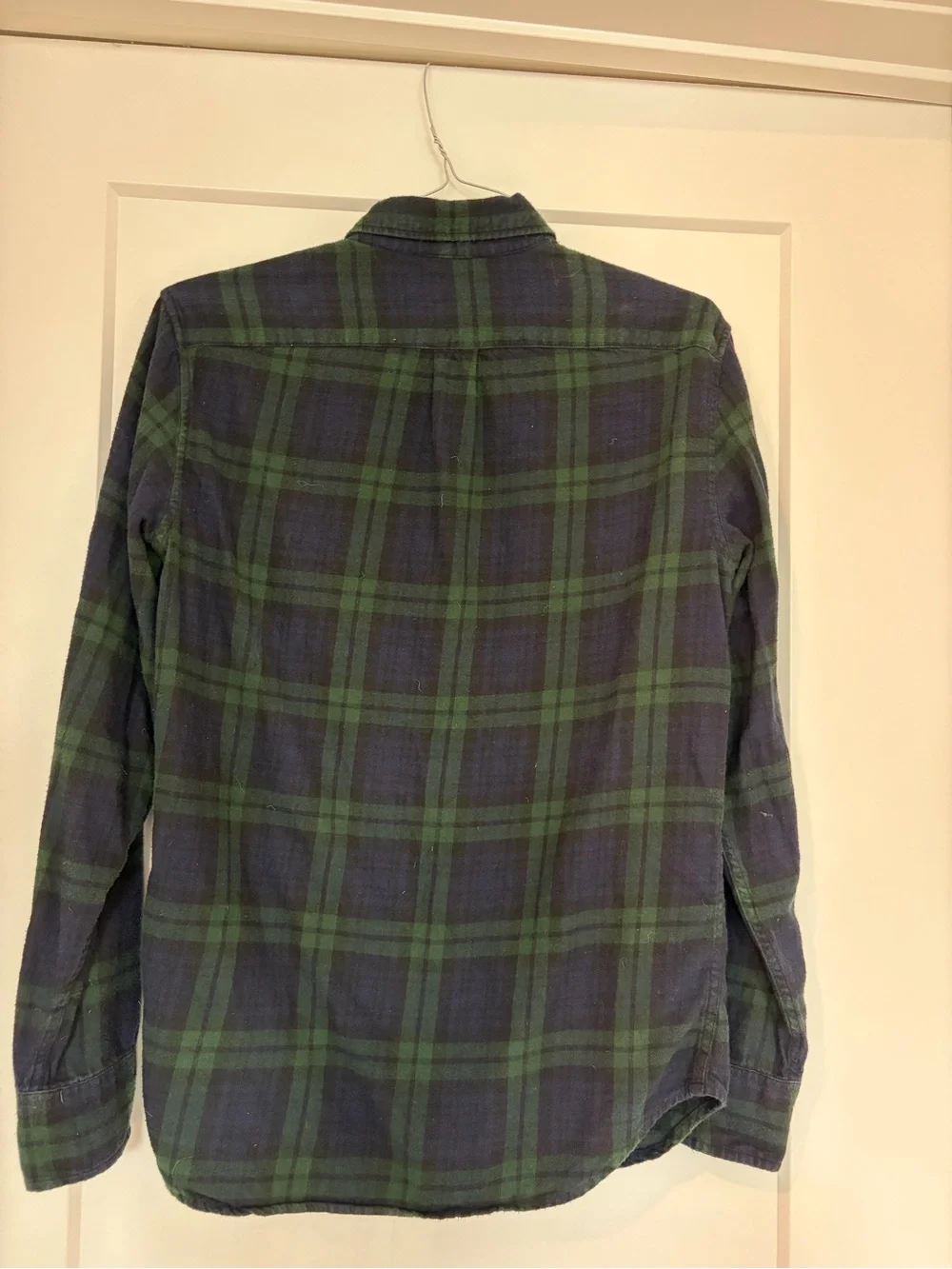 J. Crew Navy and Green Plaid Long-Sleeve Button-Down Shirt